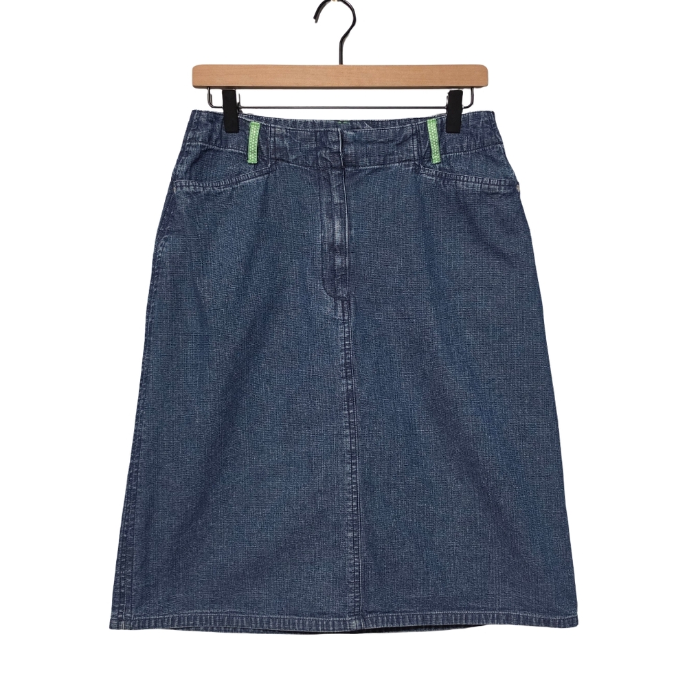 Vintage NORTHCREST Denim Skirt Womens Size 10 Blue Knee Length Minimalist 90s - Picture 2 of 10